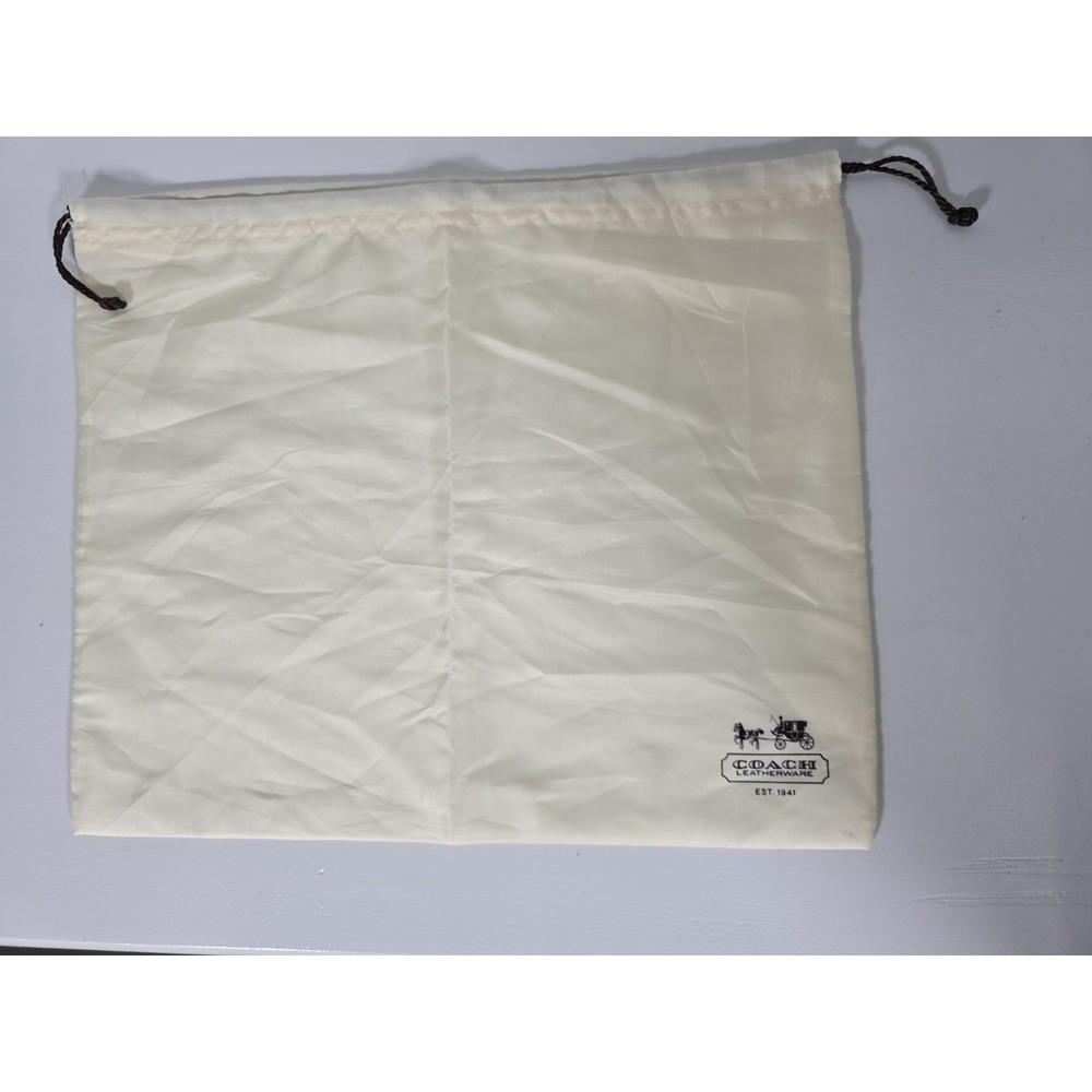 Coach Womens Large Dust Bag Beige Logo Drawstring Storage Cover Pouch Accessory